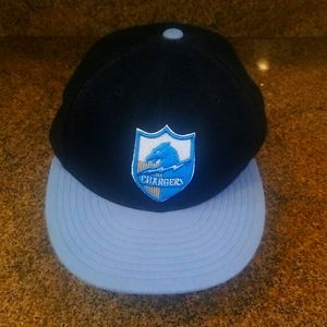 Chargers, Mitchell & Ness, black and blue hat. Size 7 1/2